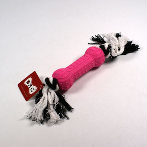 Corde nouée en coton pour animaux de compagnie avec os en caoutchouc